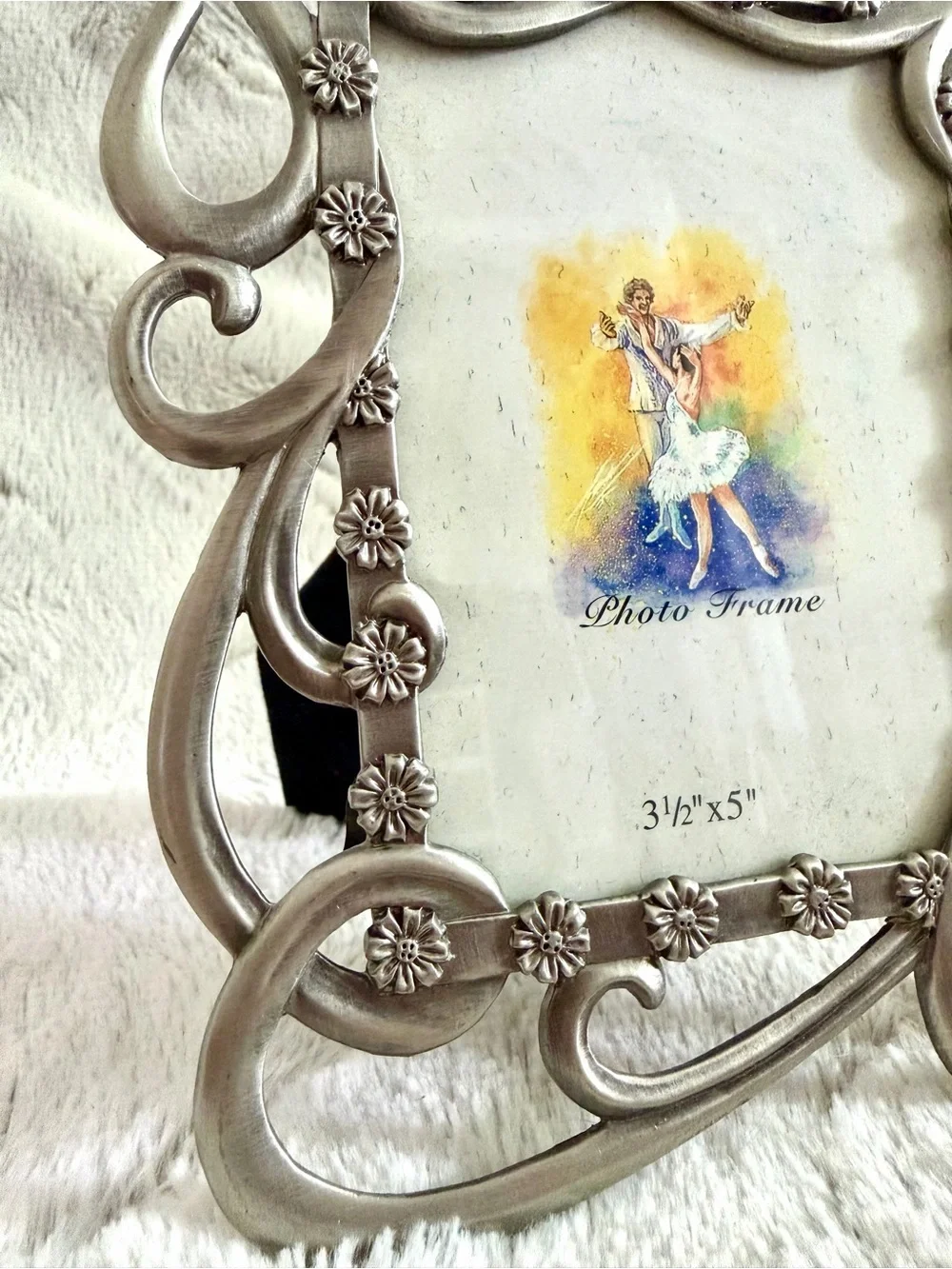 Elegant Silver Floral Scroll Photo Frame - 3.5x5